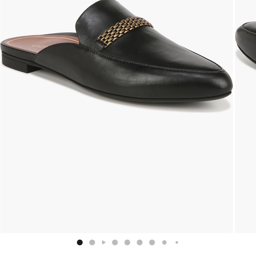 Vionic Starling Black Nappa Slip-On Mule with Gold Accent